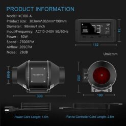 Quạt ống nội tuyến EC 4/6/8 inch có bộ điều khiển 11 EC100 3